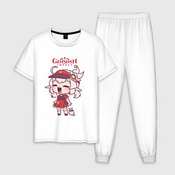Пижама хлопковая мужская Genshin Impact Mini Kli, цвет: белый
