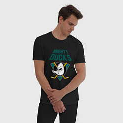 Пижама хлопковая мужская Анахайм Дакс, Mighty Ducks, цвет: черный — фото 2