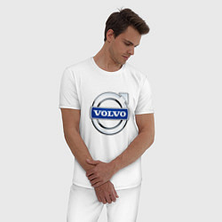 Пижама хлопковая мужская Volvo, логотип, цвет: белый — фото 2