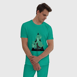 Пижама хлопковая мужская Genshin Impact VentiВенти, цвет: зеленый — фото 2