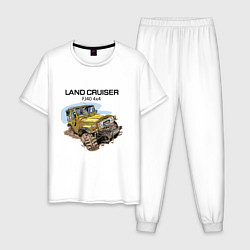Пижама хлопковая мужская Toyota Land Cruiser FJ 40 4X4, цвет: белый