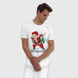Пижама хлопковая мужская Весёлое рождество, цвет: белый — фото 2