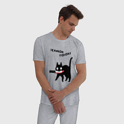 Пижама хлопковая мужская РЕЖИКОМ ПОНОЖУ CAT, цвет: меланж — фото 2