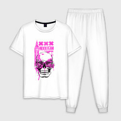 Пижама хлопковая мужская Pink Hoonigan, цвет: белый