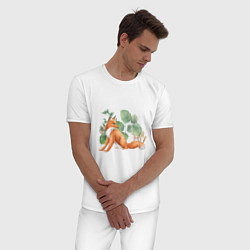 Пижама хлопковая мужская Лисичка и лопухи, цвет: белый — фото 2