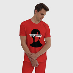 Пижама хлопковая мужская Шерлок 2023, цвет: красный — фото 2