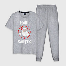 Пижама хлопковая мужская Hail Santa, цвет: меланж