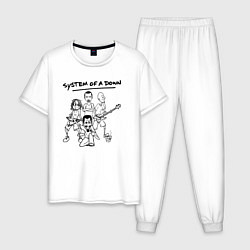 Пижама хлопковая мужская Арт на группу System of a Down, цвет: белый