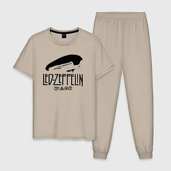 Пижама хлопковая мужская Дирижабль Led Zeppelin с лого участников, цвет: миндальный