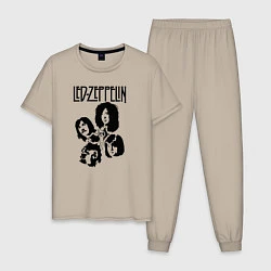 Пижама хлопковая мужская Участники группы Led Zeppelin, цвет: миндальный
