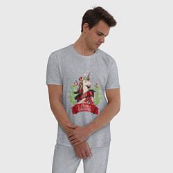 Пижама хлопковая мужская Christmas Unicorn, цвет: меланж — фото 2