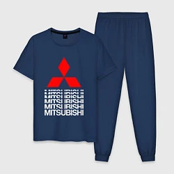 Пижама хлопковая мужская MITSUBISHI МИЦУБИСИ МИТСУБИСИ МИЦУБИШИ LOGO STYLE, цвет: тёмно-синий