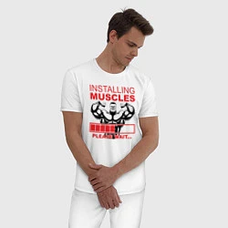 Пижама хлопковая мужская Установка мускулов, цвет: белый — фото 2