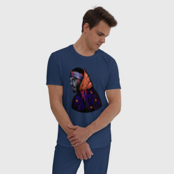 Пижама хлопковая мужская Опасный Многознаал, цвет: тёмно-синий — фото 2