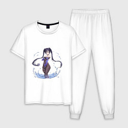Пижама хлопковая мужская Мона в воде, цвет: белый
