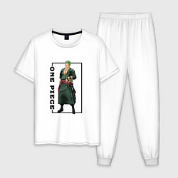 Пижама хлопковая мужская Зоро Ророноа Ван Пис, цвет: белый