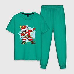 Пижама хлопковая мужская DAB SANTA CLAUS В ГЕРЛЯНДЕ, цвет: зеленый