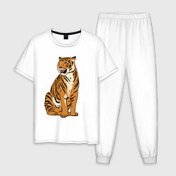 Пижама хлопковая мужская Дерзкая независимая тигрица, цвет: белый
