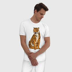 Пижама хлопковая мужская Дерзкая независимая тигрица, цвет: белый — фото 2