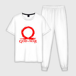 Пижама хлопковая мужская GOD OF WAR RED LOGO RAGNAROK, цвет: белый