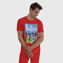 Пижама хлопковая мужская The Beatles - world legend!, цвет: красный — фото 2