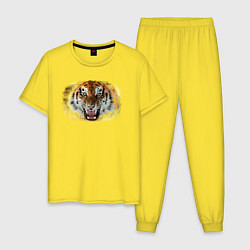 Пижама хлопковая мужская Пламенный тигр, цвет: желтый