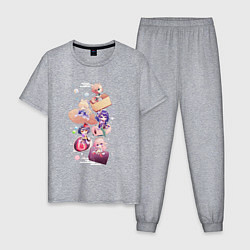 Пижама хлопковая мужская Чиби Инадзума, цвет: меланж