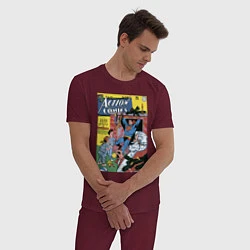 Пижама хлопковая мужская Обложка Action Comics 117, цвет: меланж-бордовый — фото 2