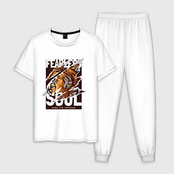 Пижама хлопковая мужская Душа тигра, цвет: белый