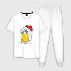 Пижама хлопковая мужская Новогодняя кружка пивасика, цвет: белый
