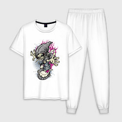 Пижама хлопковая мужская Cool skull - skater!, цвет: белый