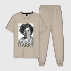 Пижама хлопковая мужская Harry Styles, цвет: миндальный