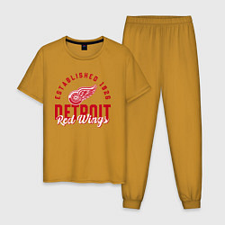 Пижама хлопковая мужская Detroit Red Wings Детройт Ред Вингз, цвет: горчичный
