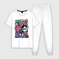 Пижама хлопковая мужская BT21 POP-ART, цвет: белый