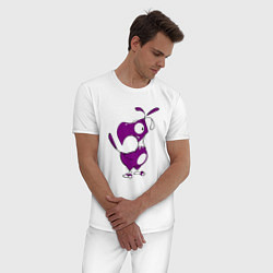 Пижама хлопковая мужская Попугай удивленный фиолЭтовый, цвет: белый — фото 2