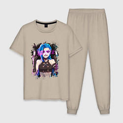 Пижама хлопковая мужская JINX SHOOT ARCANE LOL, цвет: миндальный