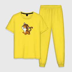 Пижама хлопковая мужская Маленький тигруля, цвет: желтый