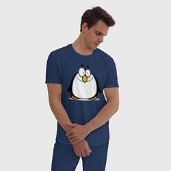 Пижама хлопковая мужская Глазастый пингвин, цвет: тёмно-синий — фото 2