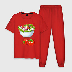 Пижама хлопковая мужская ГРЕЧЕСКИЙ САЛАТ Классический, цвет: красный