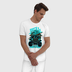 Пижама хлопковая мужская Авто чемпион дорог, цвет: белый — фото 2