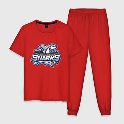 Пижама хлопковая мужская Wilmington sharks -baseball team, цвет: красный
