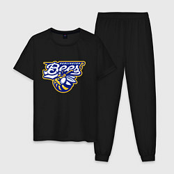 Пижама хлопковая мужская Burlington Bees - baseball team, цвет: черный