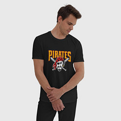 Пижама хлопковая мужская Pittsburgh Pirates - baseball team, цвет: черный — фото 2