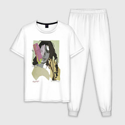 Пижама хлопковая мужская Andy Warhol - Mick Jagger sketch, цвет: белый