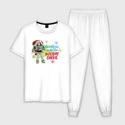 Пижама хлопковая мужская Buzz Holiday Cheer, цвет: белый