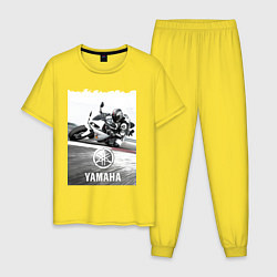 Пижама хлопковая мужская YAMAHA на вираже, цвет: желтый