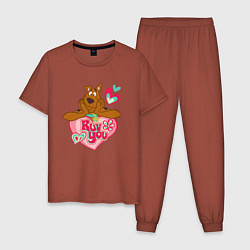 Пижама хлопковая мужская Ruv you Scooby Doo, цвет: кирпичный