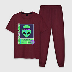 Пижама хлопковая мужская GONE FLUDD UFO, цвет: меланж-бордовый