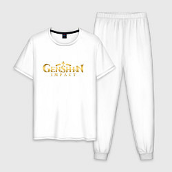 Пижама хлопковая мужская GOLD LOGO GENSHIN IMPACT, цвет: белый