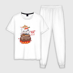 Пижама хлопковая мужская Genshin Impact в котле, цвет: белый